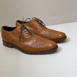 COLE HAAN PRESTON LEATHER WINGTIPS IN BRITISH TAN
